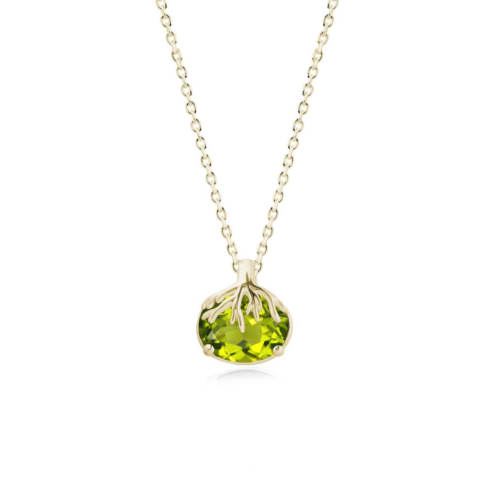 Tree Root Inspired Oval Peridot Pendant - LUO Jewelry #metal_14k yellow gold