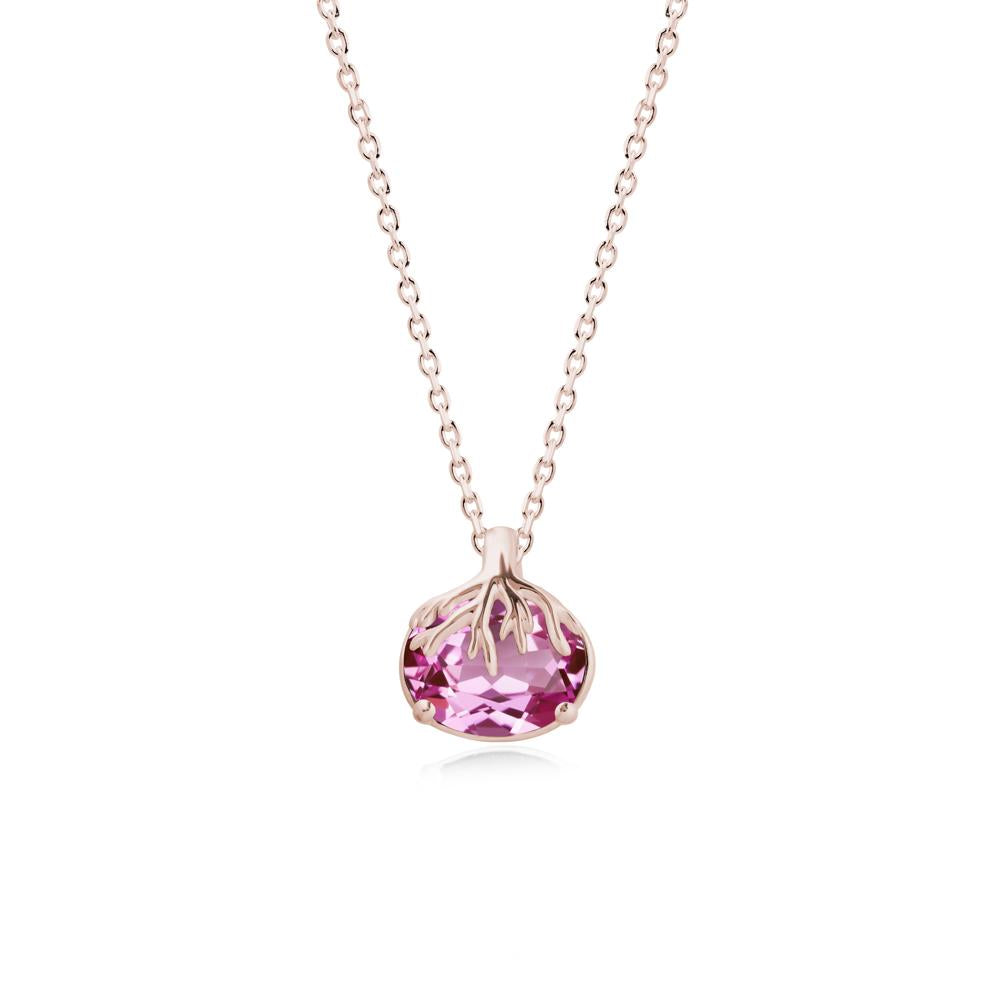 Tree Root Inspired Oval Pink Sapphire Necklace - LUO Jewelry #metal_14k rose gold
