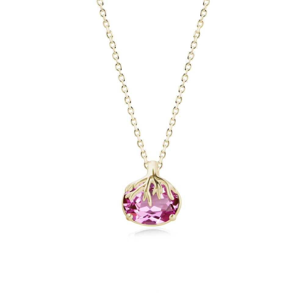 Tree Root Inspired Oval Pink Sapphire Necklace - LUO Jewelry #metal_14k yellow gold