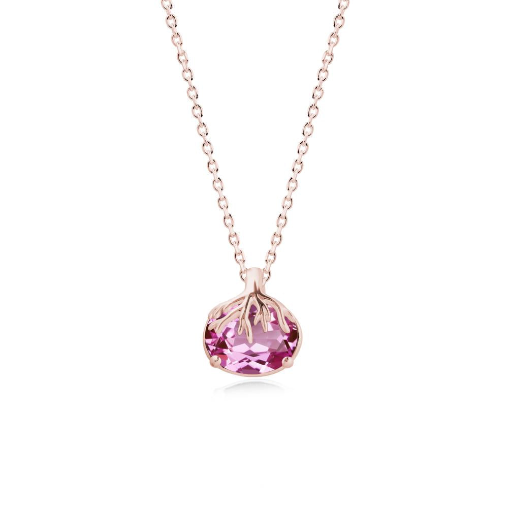 Tree Root Inspired Oval Pink Sapphire Necklace - LUO Jewelry #metal_18k rose gold