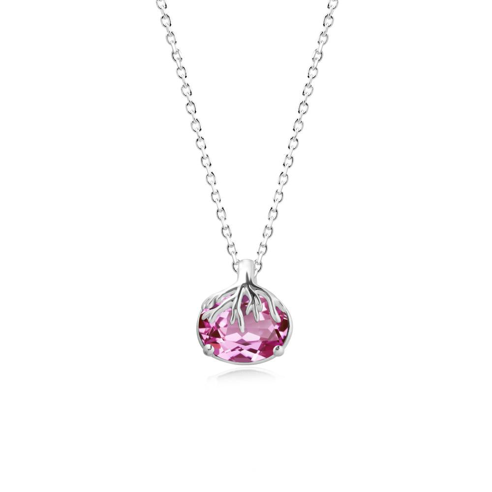 Tree Root Inspired Oval Pink Sapphire Necklace - LUO Jewelry #metal_18k white gold