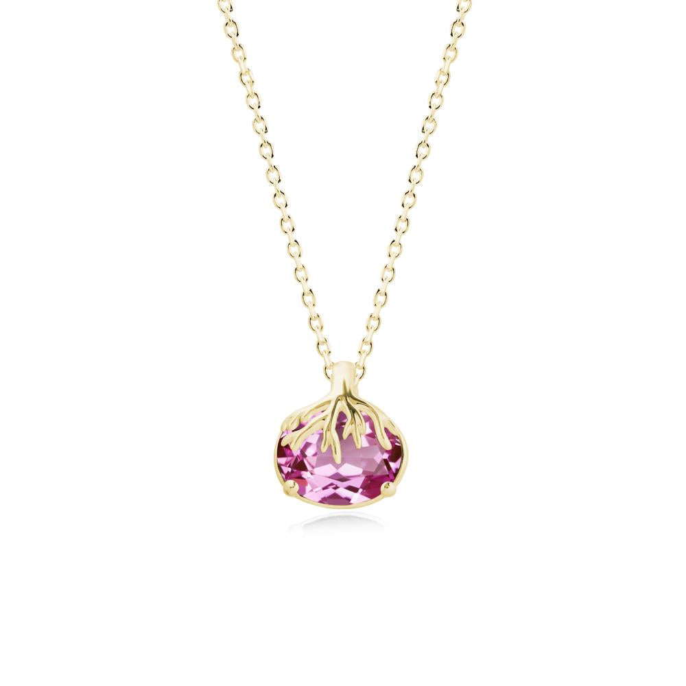 Tree Root Inspired Oval Pink Sapphire Necklace - LUO Jewelry #metal_18k yellow gold