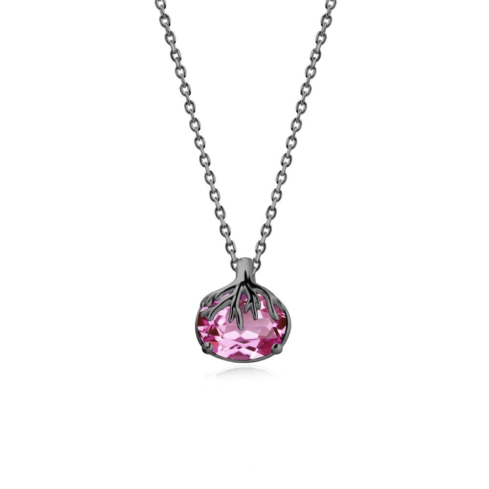 Tree Root Inspired Oval Pink Sapphire Necklace - LUO Jewelry #metal_black finish sterling silver