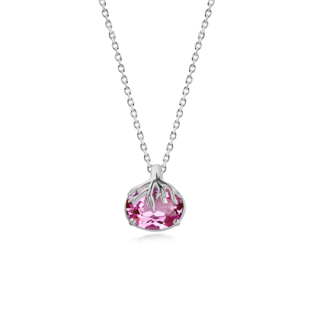 Tree Root Inspired Oval Pink Sapphire Necklace - LUO Jewelry #metal_platinum