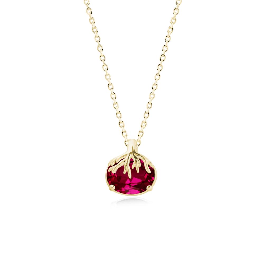 Tree Root Inspired Oval Ruby Pendant - LUO Jewelry #metal_18k yellow gold