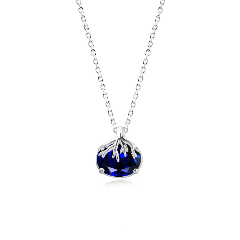 Nature Inspired Oval Sapphire Necklace - LUO Jewelry #metal_14k white gold
