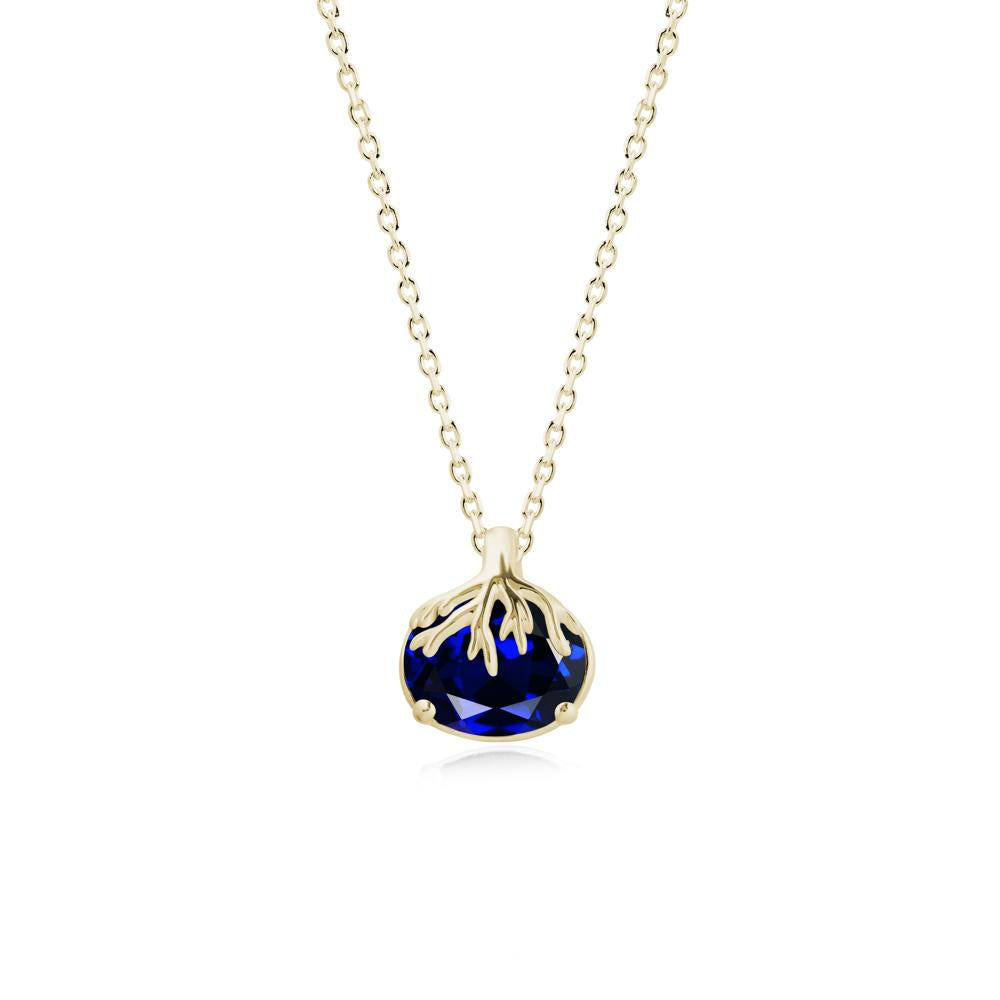 Nature Inspired Oval Sapphire Necklace - LUO Jewelry #metal_14k yellow gold