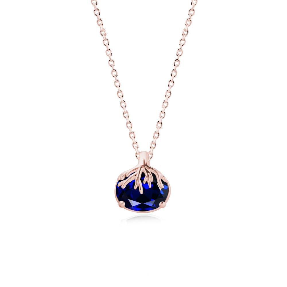 Nature Inspired Oval Sapphire Necklace - LUO Jewelry #metal_18k rose gold