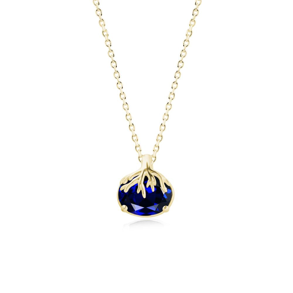 Nature Inspired Oval Sapphire Necklace - LUO Jewelry #metal_18k yellow gold