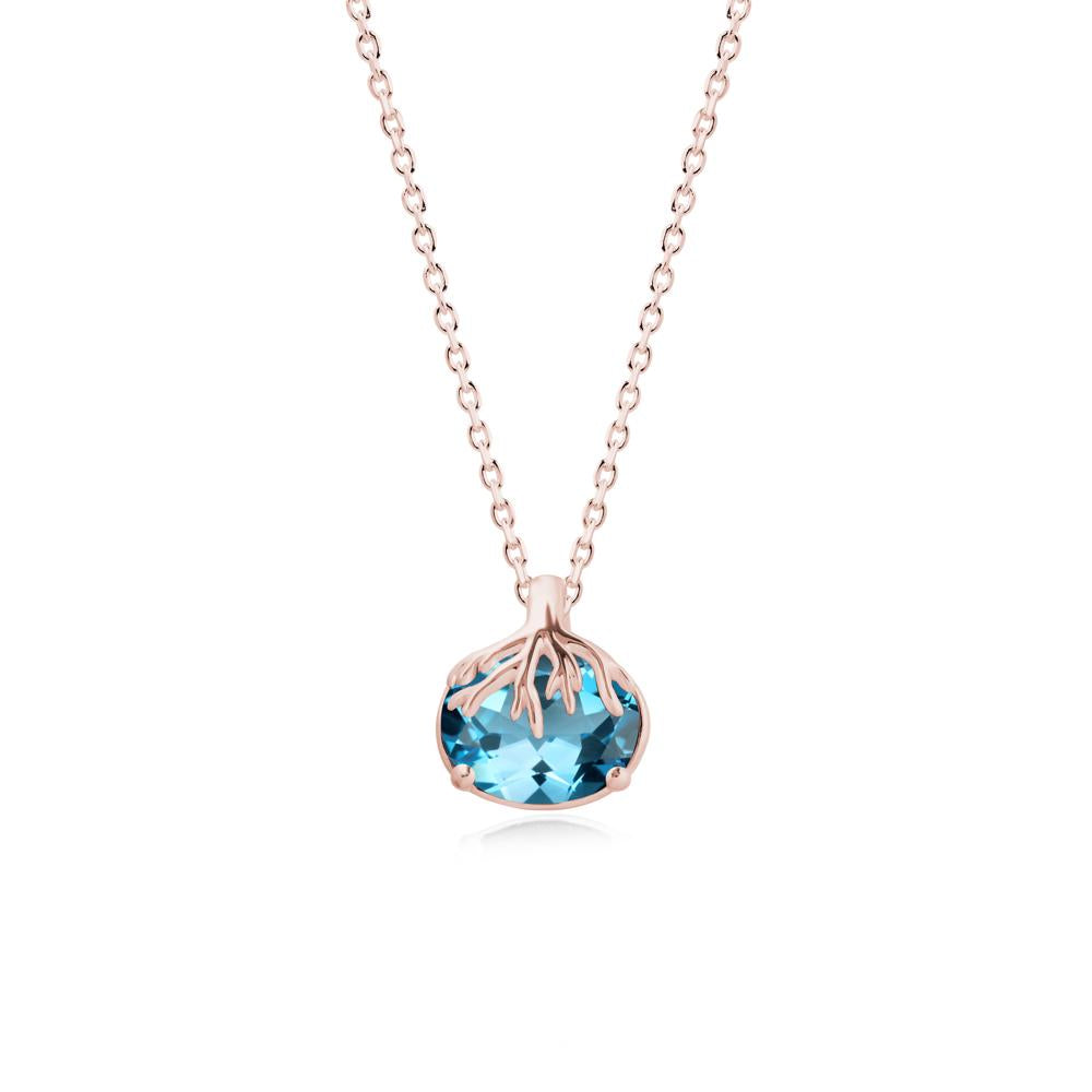 Tree Root Inspired Oval Swiss Blue Topaz Pendant - LUO Jewelry #metal_18k rose gold