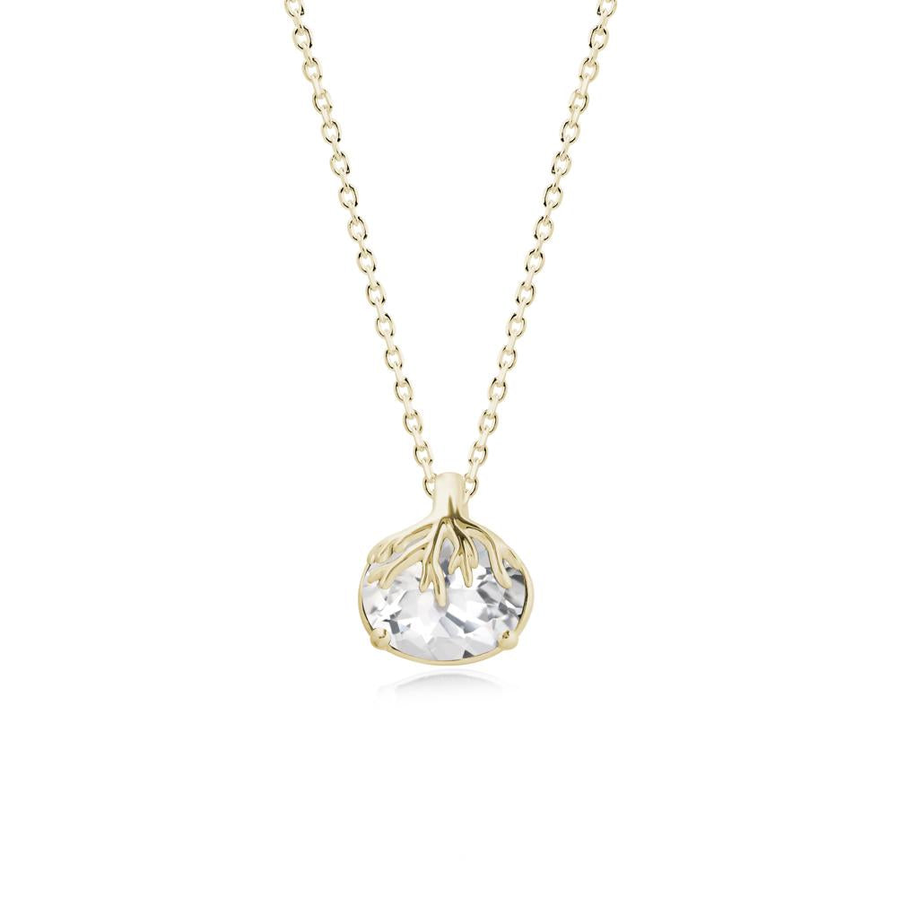 Nature Inspired Oval White Topaz Necklace - LUO Jewelry #metal_14k yellow gold