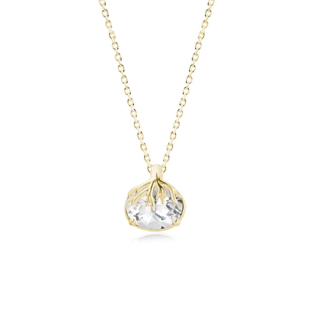 Nature Inspired Oval White Topaz Necklace - LUO Jewelry #metal_18k yellow gold