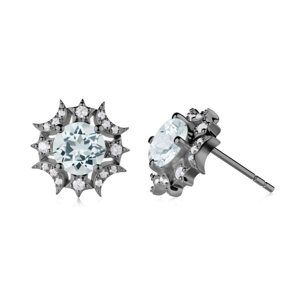 Celestial Star Aquamarine Earrings - LUO Jewelry #metal_black finish sterling silver