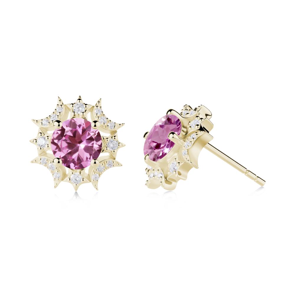 Celestial Star Pink Sapphire Earrings - LUO Jewelry #metal_14k yellow gold