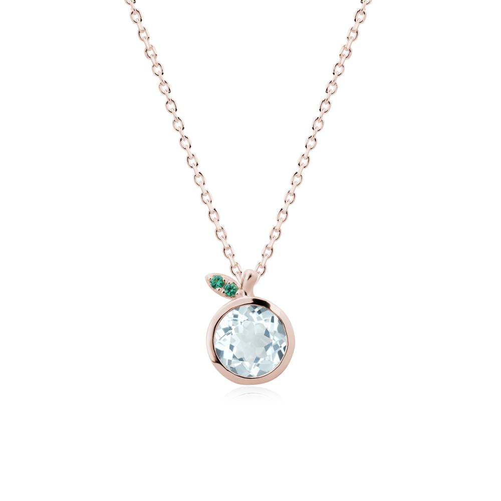 Bezel Setting Round Aquamarine and Emerald Fruit Necklace - LUO Jewelry #metal_14k rose gold