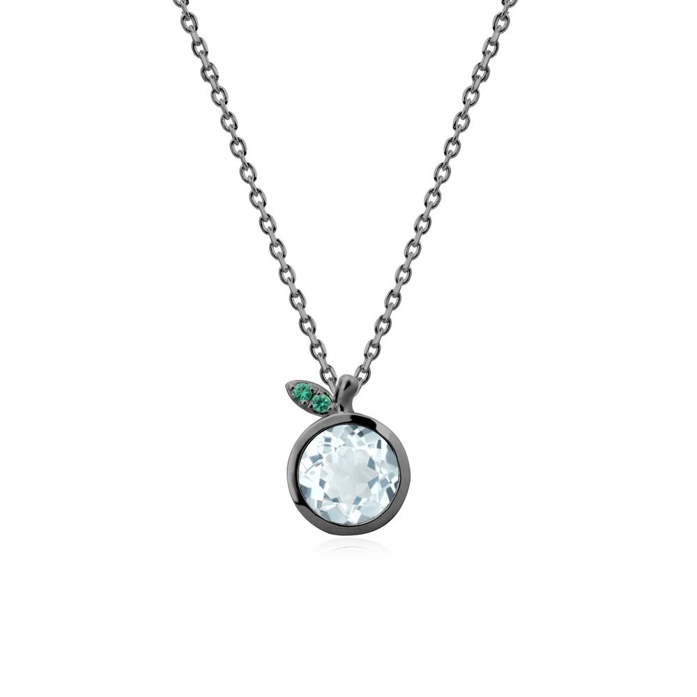Bezel Setting Round Aquamarine and Emerald Fruit Necklace - LUO Jewelry #metal_black finish sterling silver