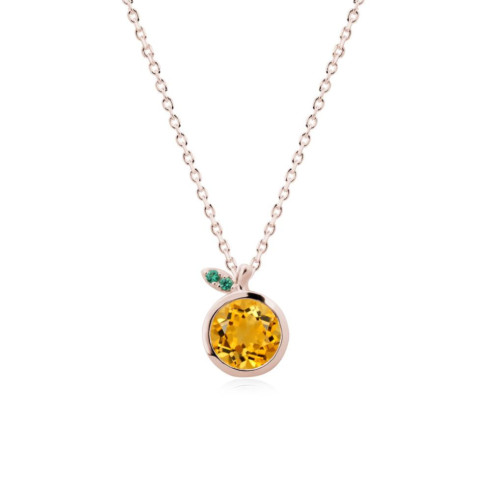 Round Citrine Orange Pendant Necklace - LUO Jewelry #metal_14k rose gold