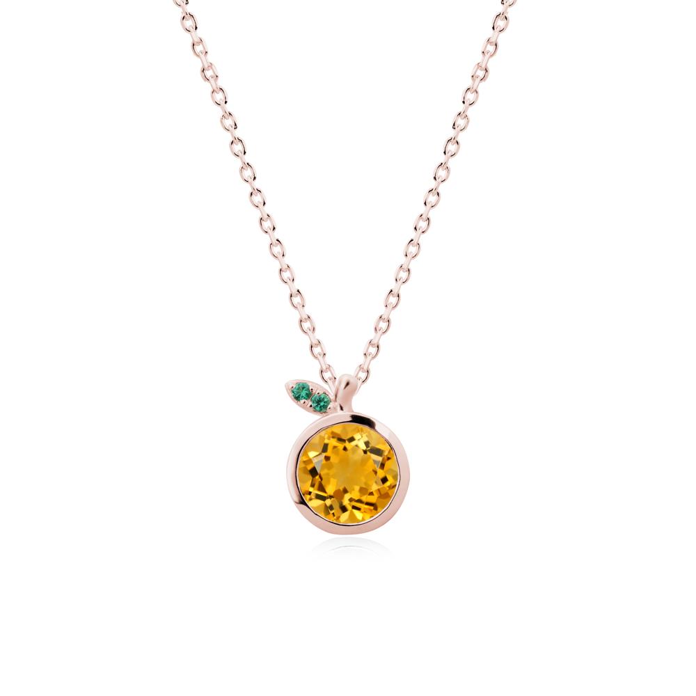Round Citrine Orange Pendant Necklace - LUO Jewelry #metal_18k rose gold