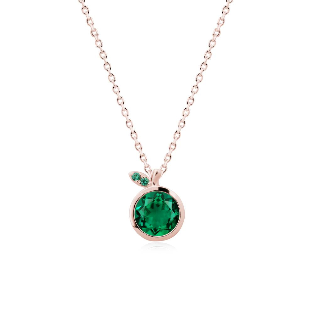 Round Emerald Leaf Pendant Necklace - LUO Jewelry #metal_18k rose gold