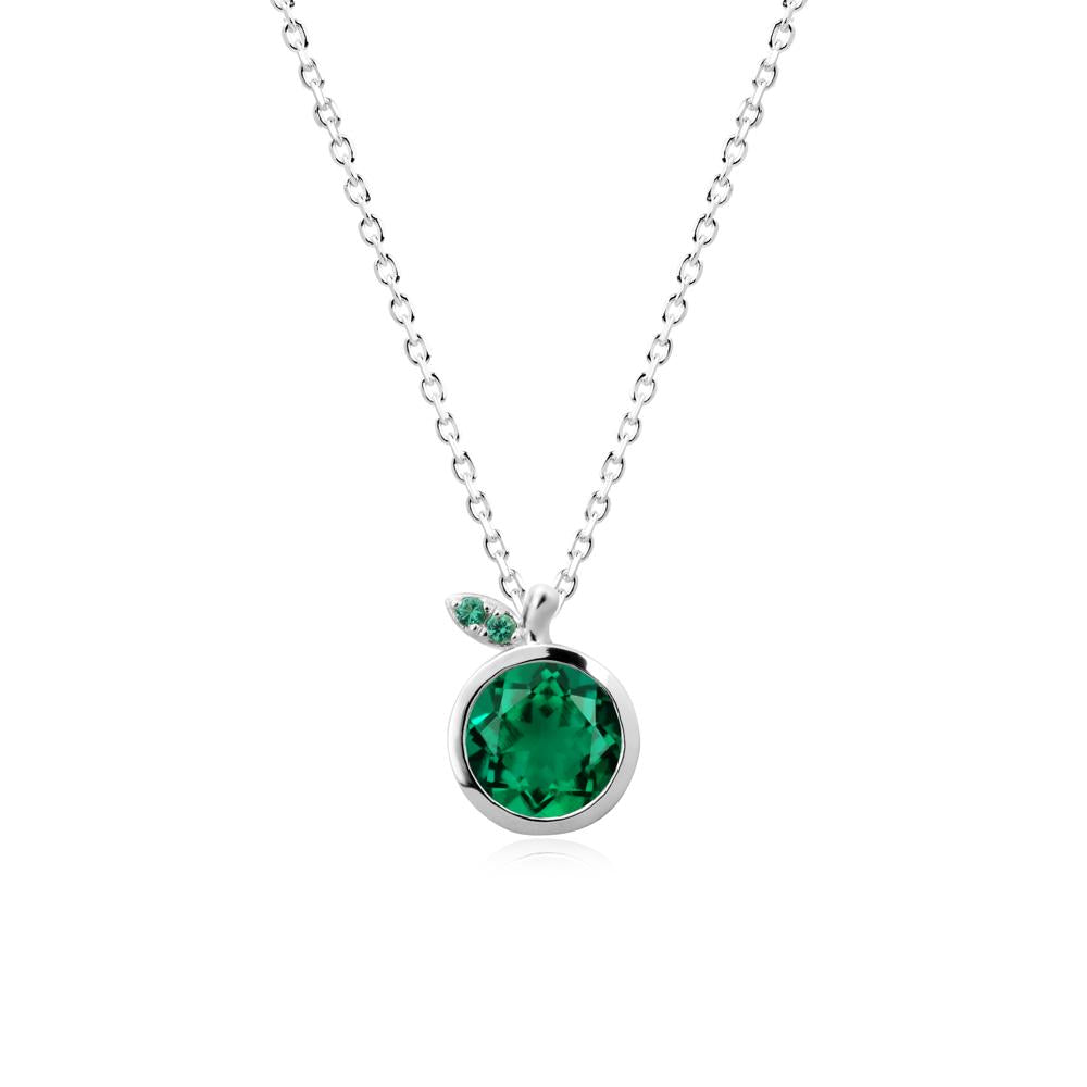 Round Emerald Leaf Pendant Necklace - LUO Jewelry #metal_sterling silver