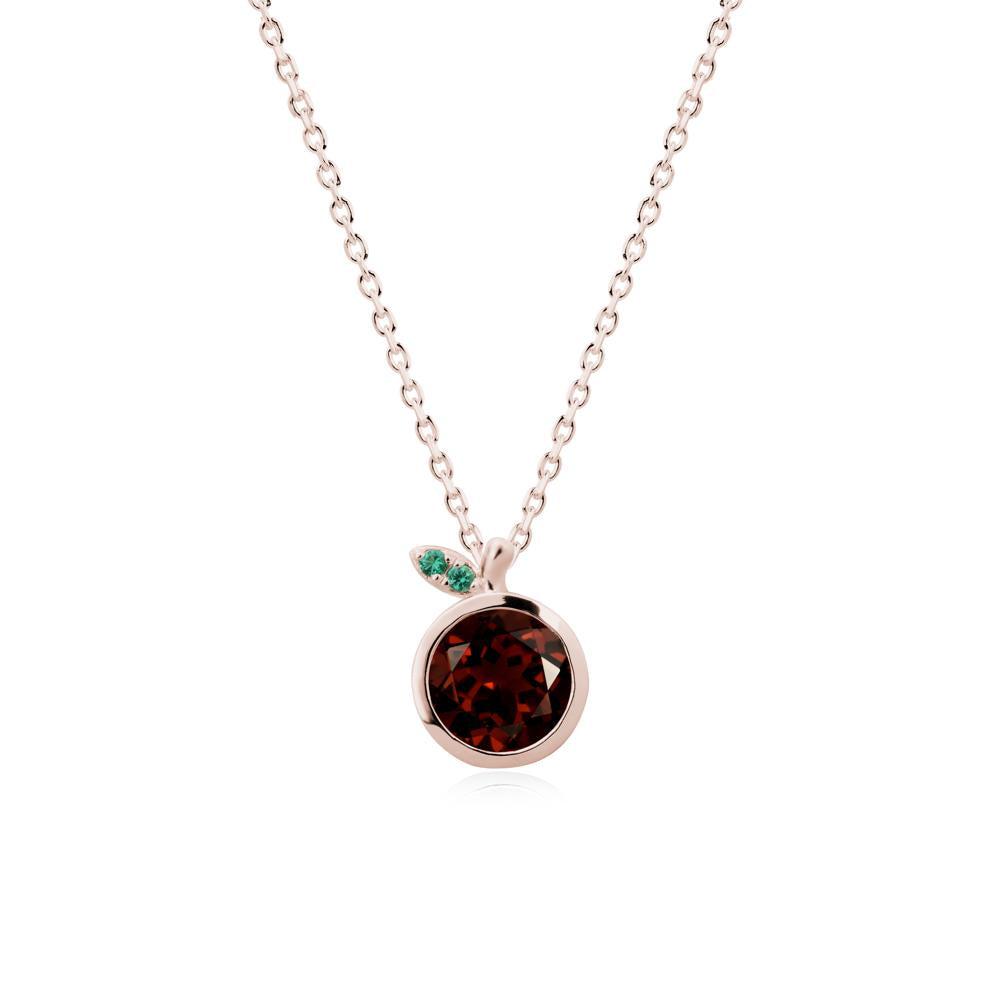 Bezel Setting Round Garnet and Emerald Fruit Necklace - LUO Jewelry #metal_14k rose gold