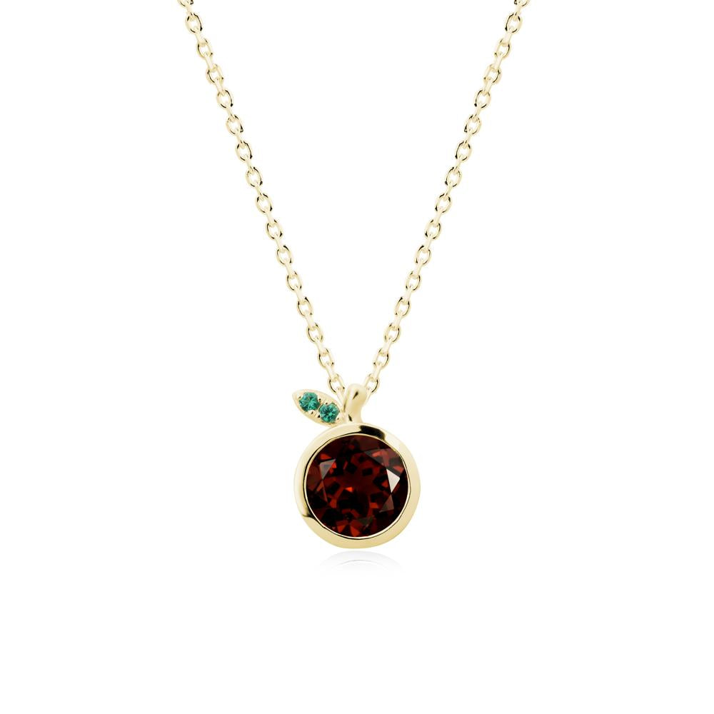Bezel Setting Round Garnet and Emerald Fruit Necklace - LUO Jewelry #metal_18k yellow gold