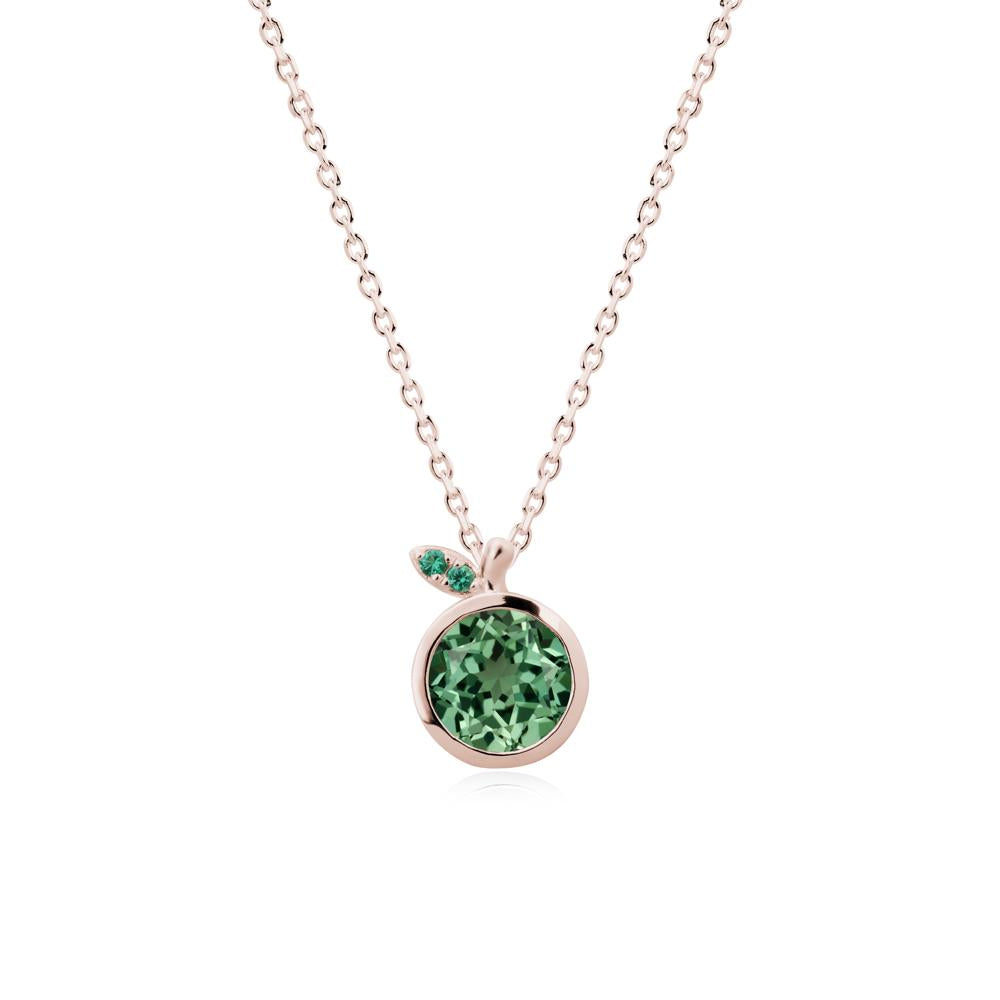 Orange Inspired Bezel Setting Green Sapphire and Emerald Necklace - LUO Jewelry #metal_14k rose gold