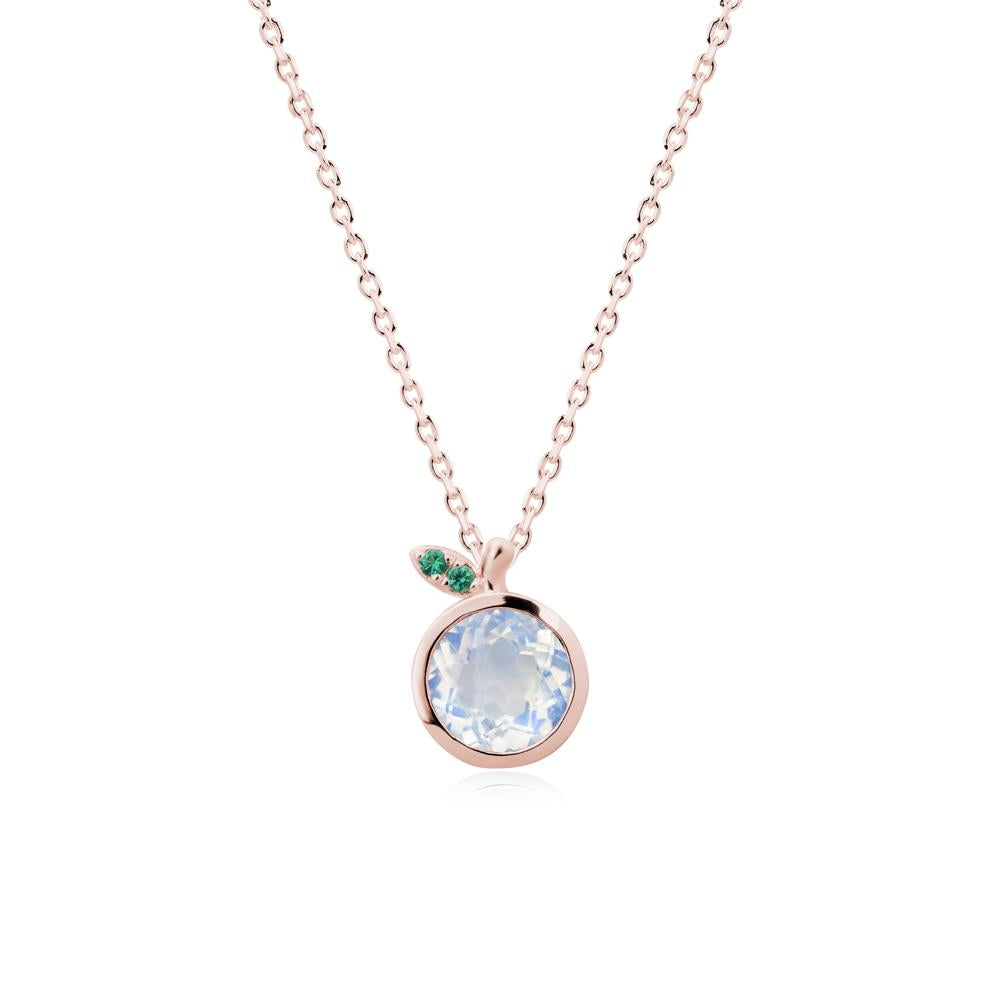 Bezel Setting Round Moonstone and Emerald Fruit Necklace - LUO Jewelry #metal_18k rose gold