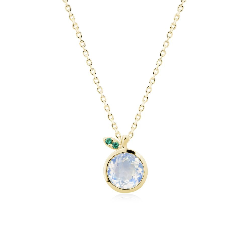 Bezel Setting Round Moonstone and Emerald Fruit Necklace - LUO Jewelry #metal_18k yellow gold