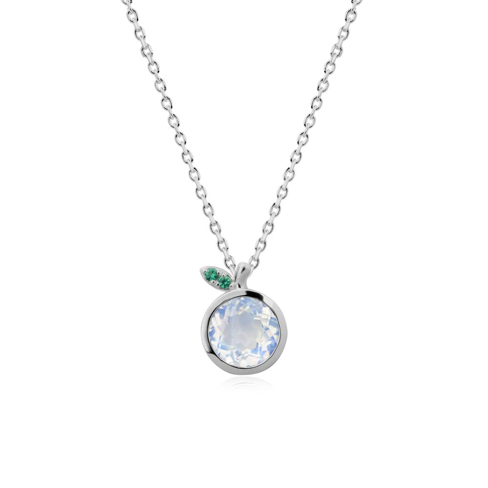 Bezel Setting Round Moonstone and Emerald Fruit Necklace - LUO Jewelry #metal_platinum
