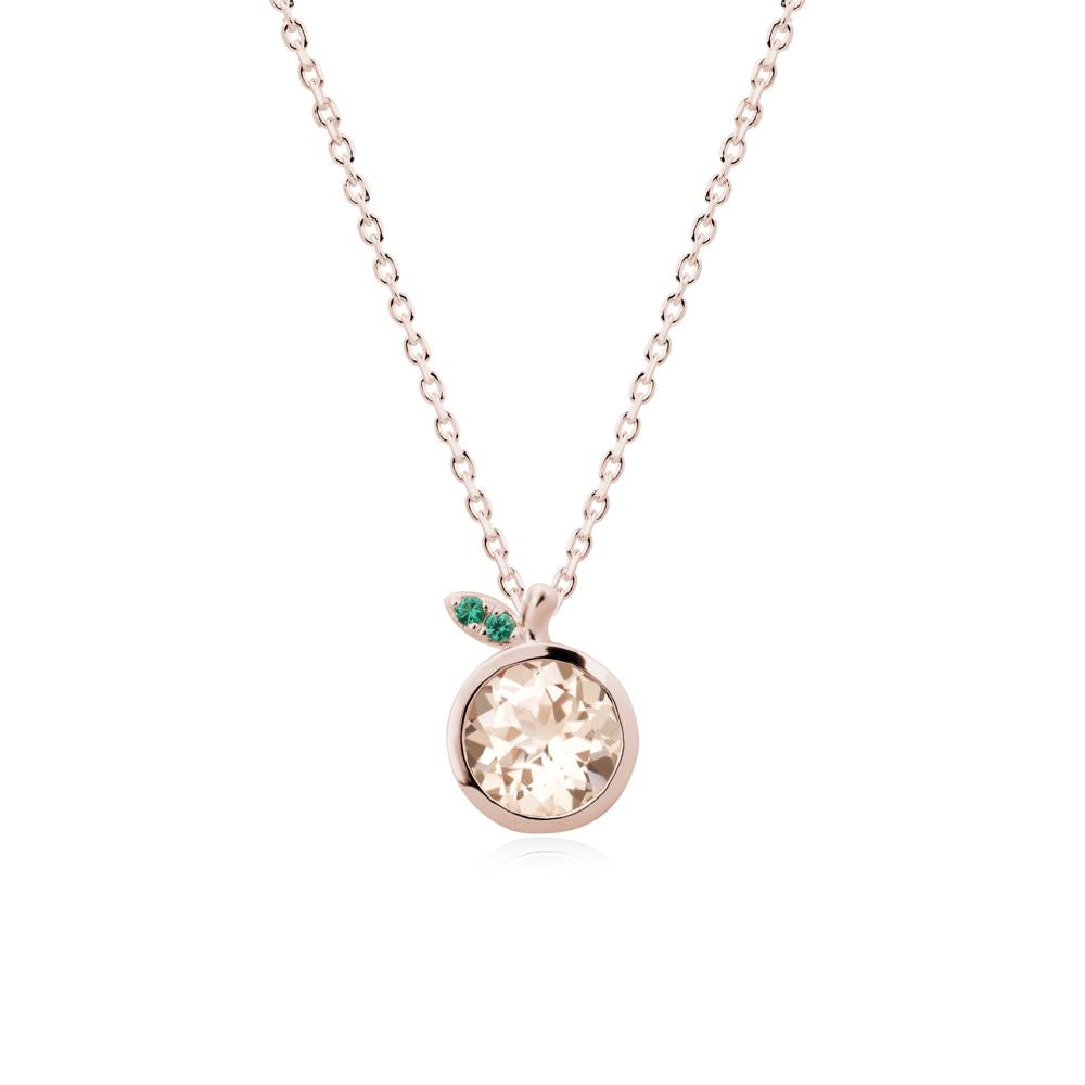 Orange Inspired Bezel Setting Morganite and Emerald Necklace - LUO Jewelry #metal_14k rose gold