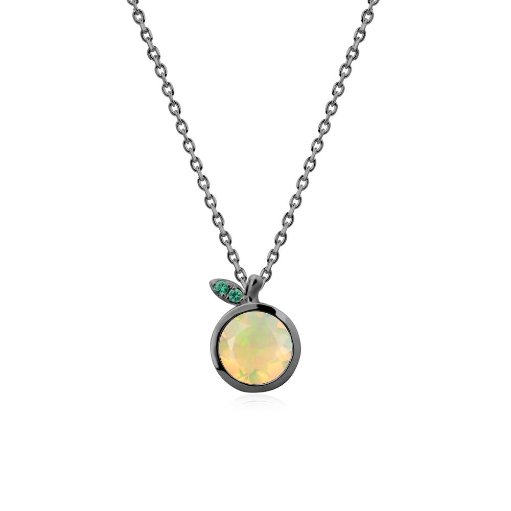 Bezel Setting Round Opal and Emerald Fruit Necklace - LUO Jewelry #metal_black finish sterling silver