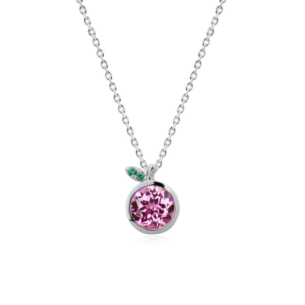 Orange Inspired Bezel Setting Pink Sapphire and Emerald Necklace - LUO Jewelry #metal_platinum