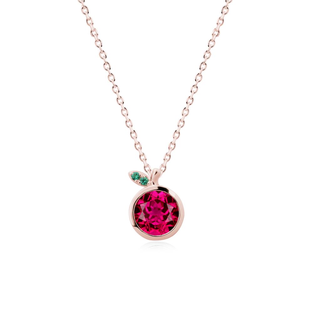 Apple Inspired Round Ruby Pendant Necklace - LUO Jewelry #metal_18k rose gold
