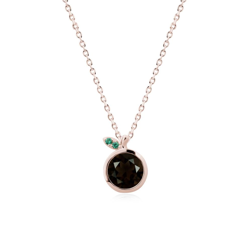 Orange Inspired Bezel Setting Smoky Quartz and Emerald Necklace - LUO Jewelry #metal_14k rose gold