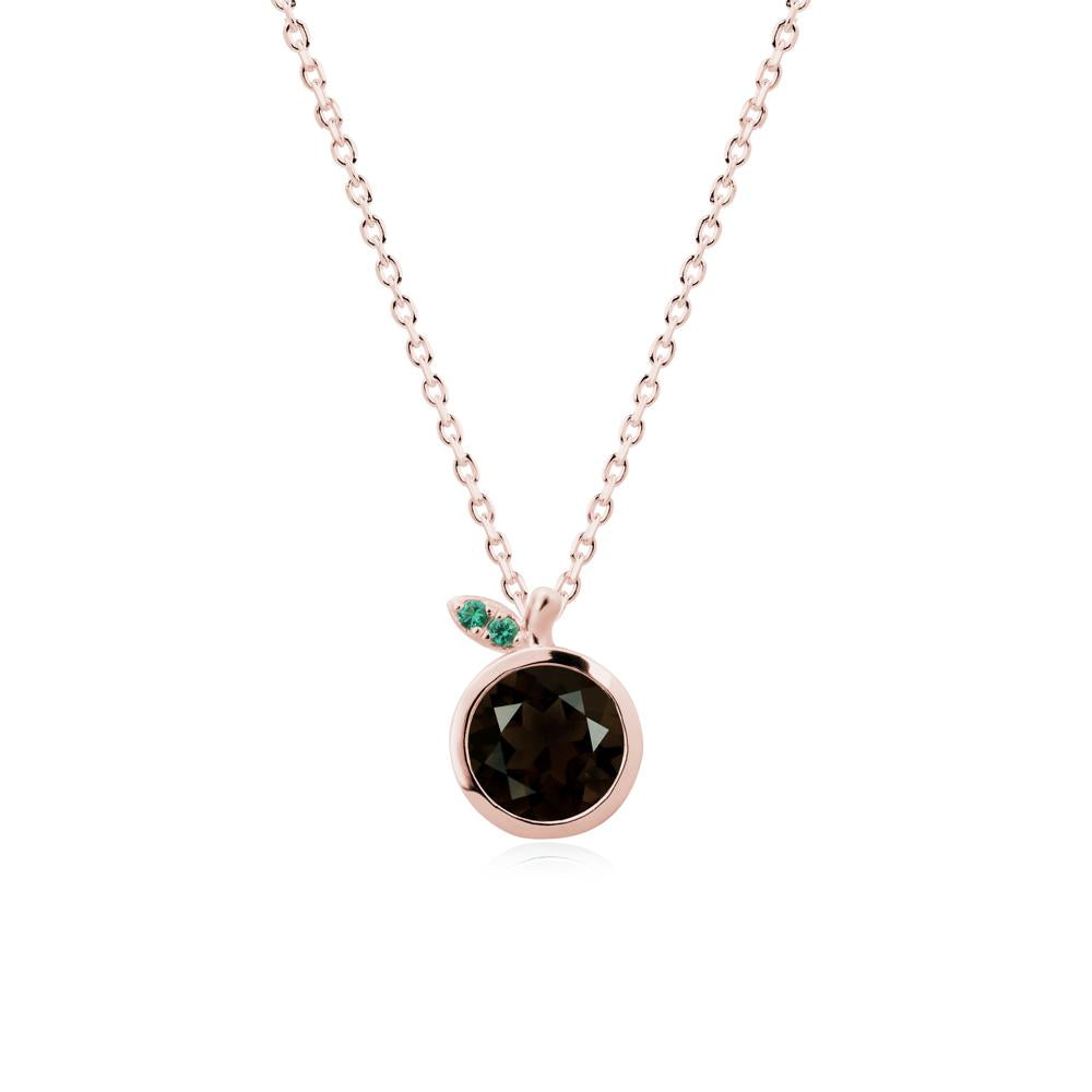 Orange Inspired Bezel Setting Smoky Quartz and Emerald Necklace - LUO Jewelry #metal_18k rose gold