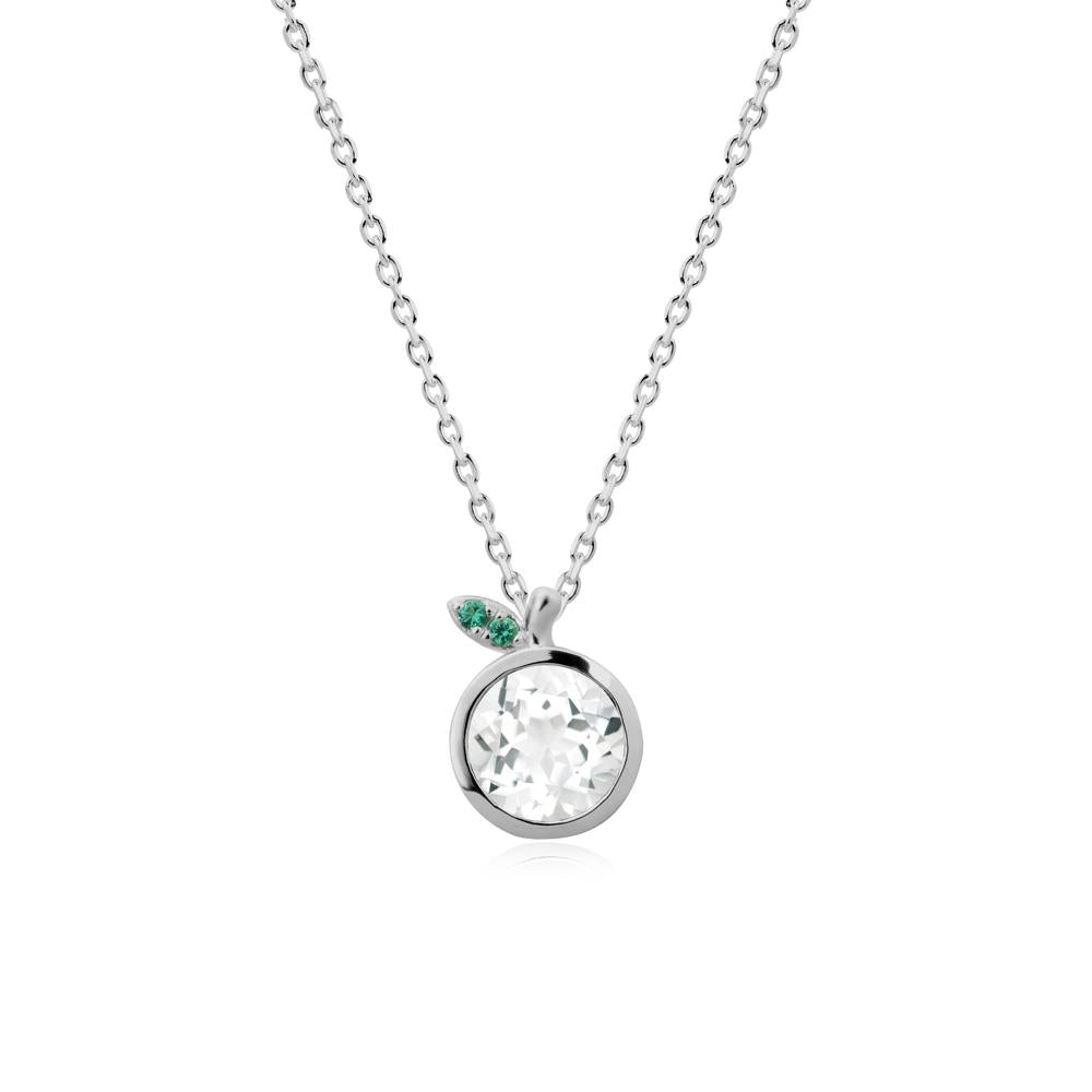 Bezel Setting Round White Topaz and Emerald Fruit Necklace - LUO Jewelry #metal_platinum