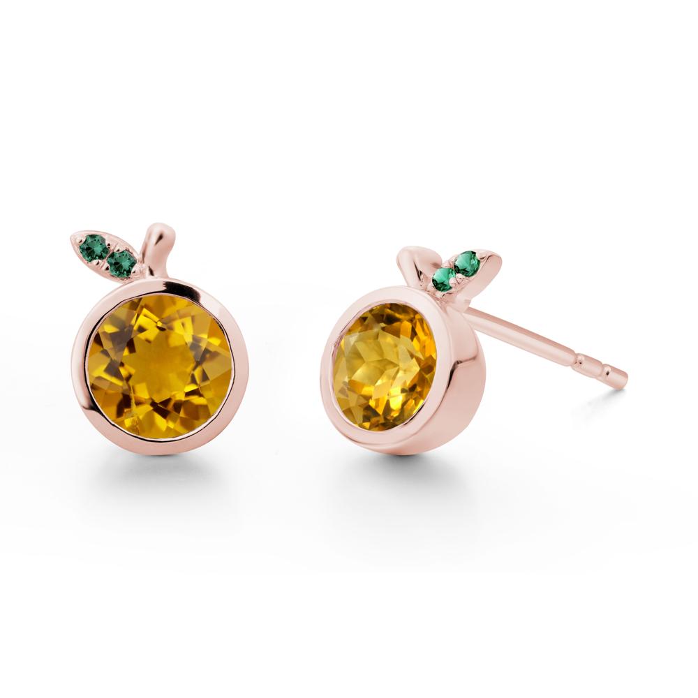 Round Citrine Orange Earrings - LUO Jewelry #metal_18k rose gold