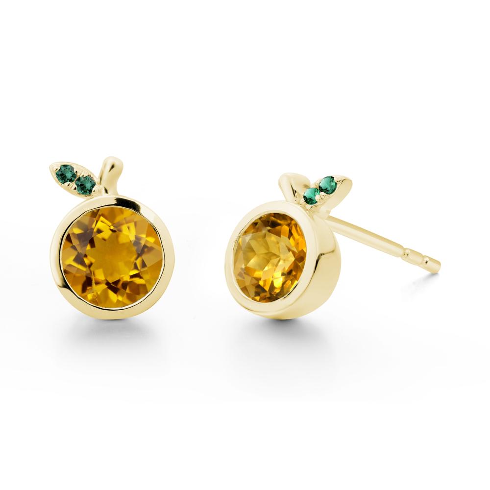 Round Citrine Orange Earrings - LUO Jewelry #metal_18k yellow gold