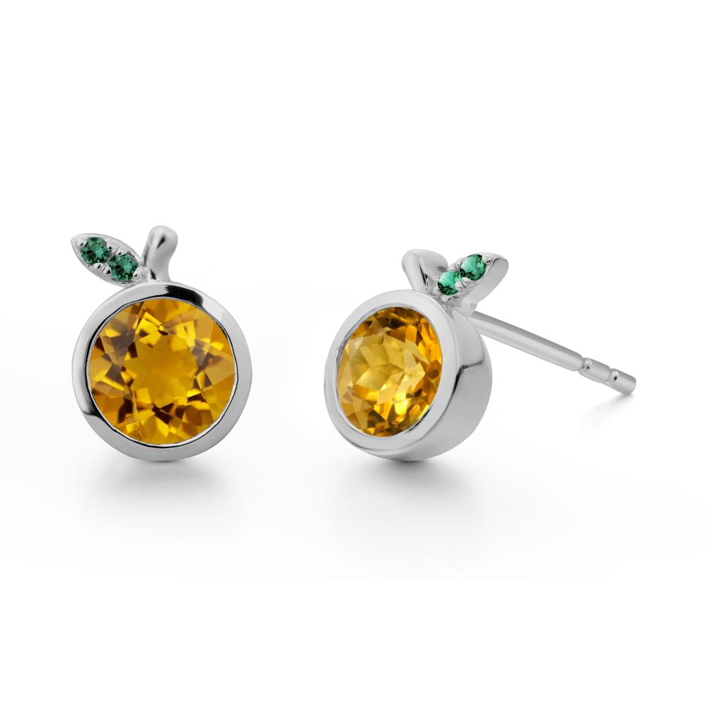 Round Citrine Orange Earrings - LUO Jewelry #metal_platinum