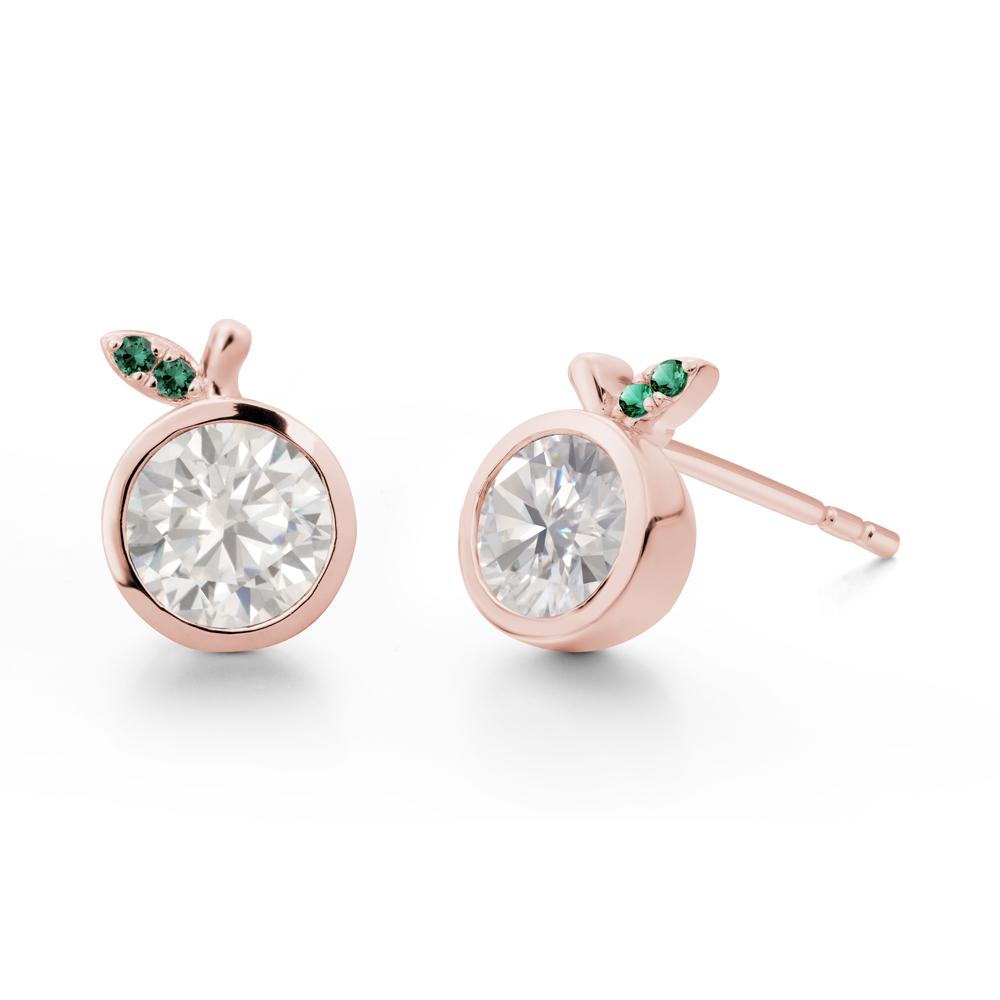 Orange Inspired Bezel Setting Cubic Zirconia and Emerald Earrings - LUO Jewelry #metal_18k rose gold