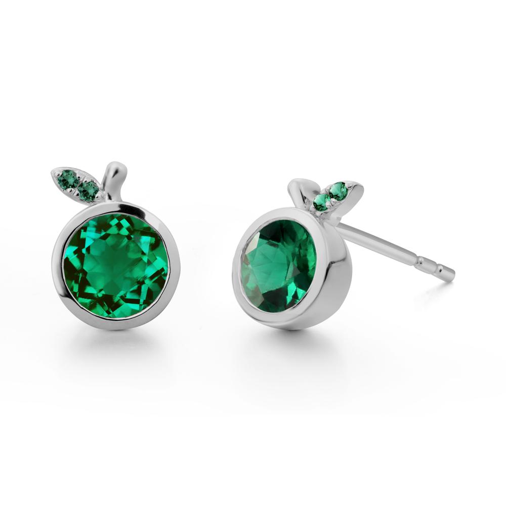Bezel Setting Round Emerald Fruit Earrings - LUO Jewelry #metal_platinum