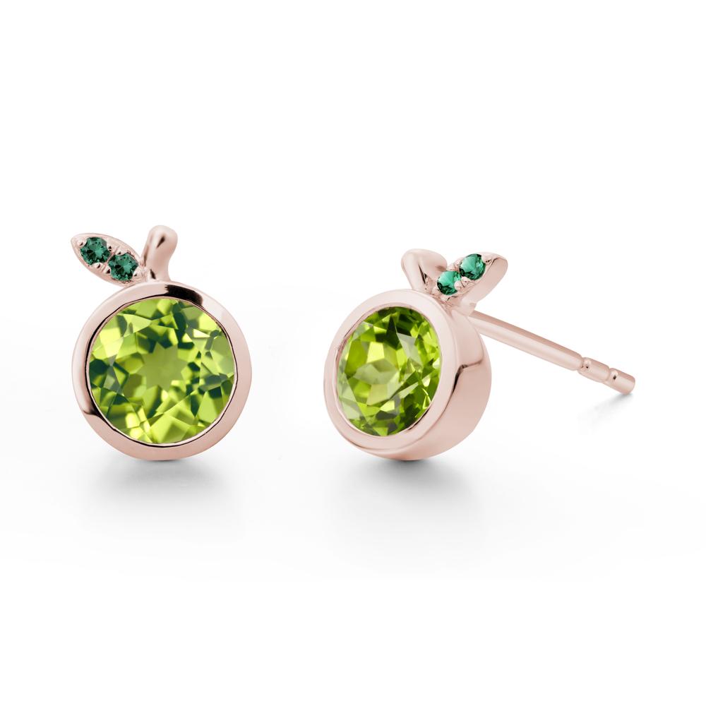 Orange Inspired Bezel Setting Peridot and Emerald Earrings - LUO Jewelry #metal_14k rose gold