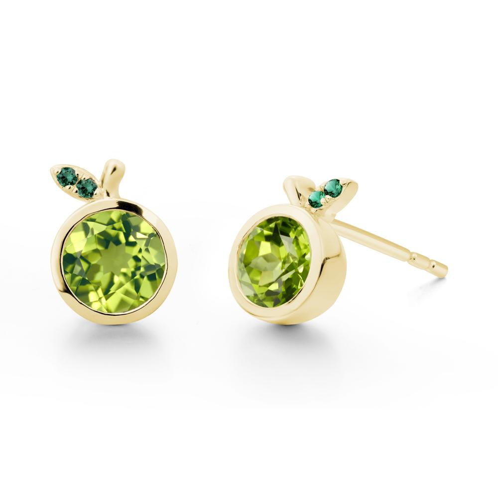 Orange Inspired Bezel Setting Peridot and Emerald Earrings - LUO Jewelry #metal_18k yellow gold