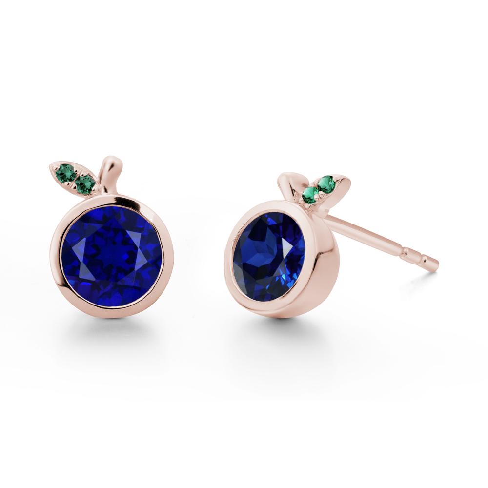 Orange Inspired Bezel Setting Sapphire and Emerald Earrings - LUO Jewelry #metal_14k rose gold