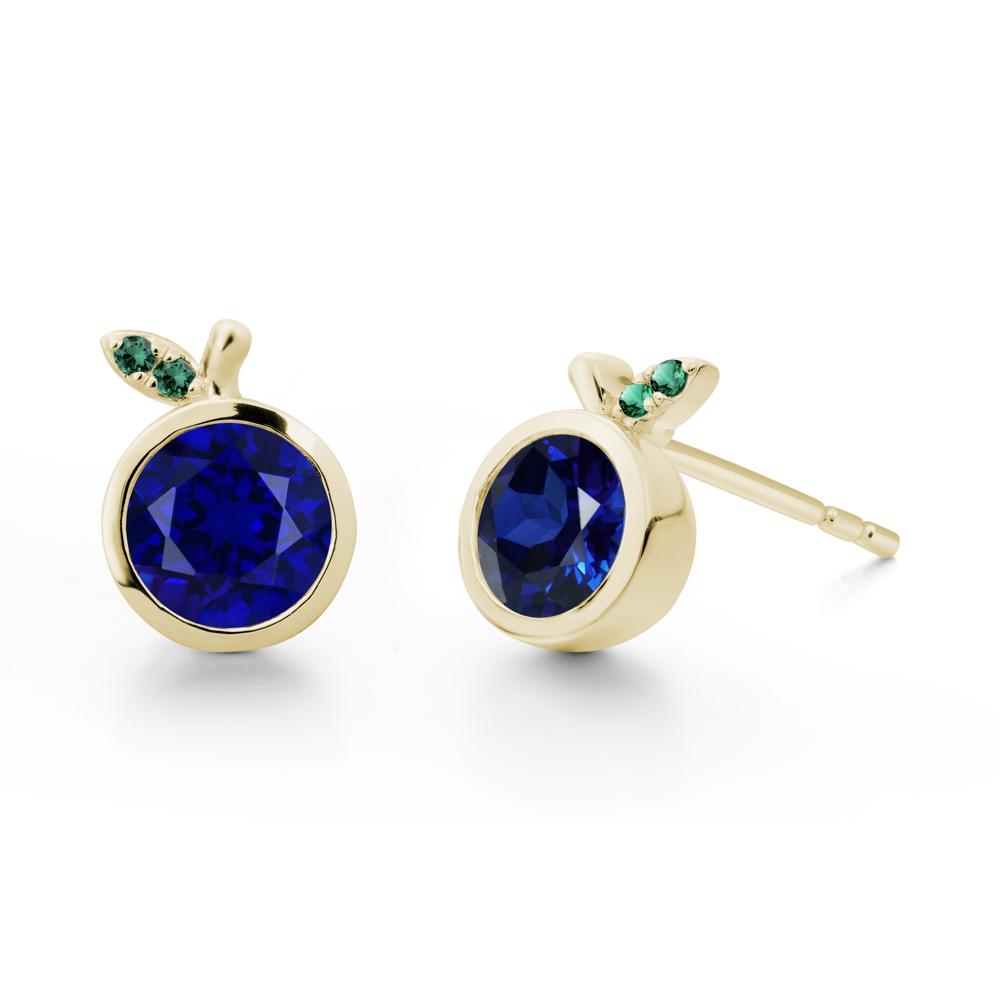 Orange Inspired Bezel Setting Sapphire and Emerald Earrings - LUO Jewelry #metal_14k yellow gold