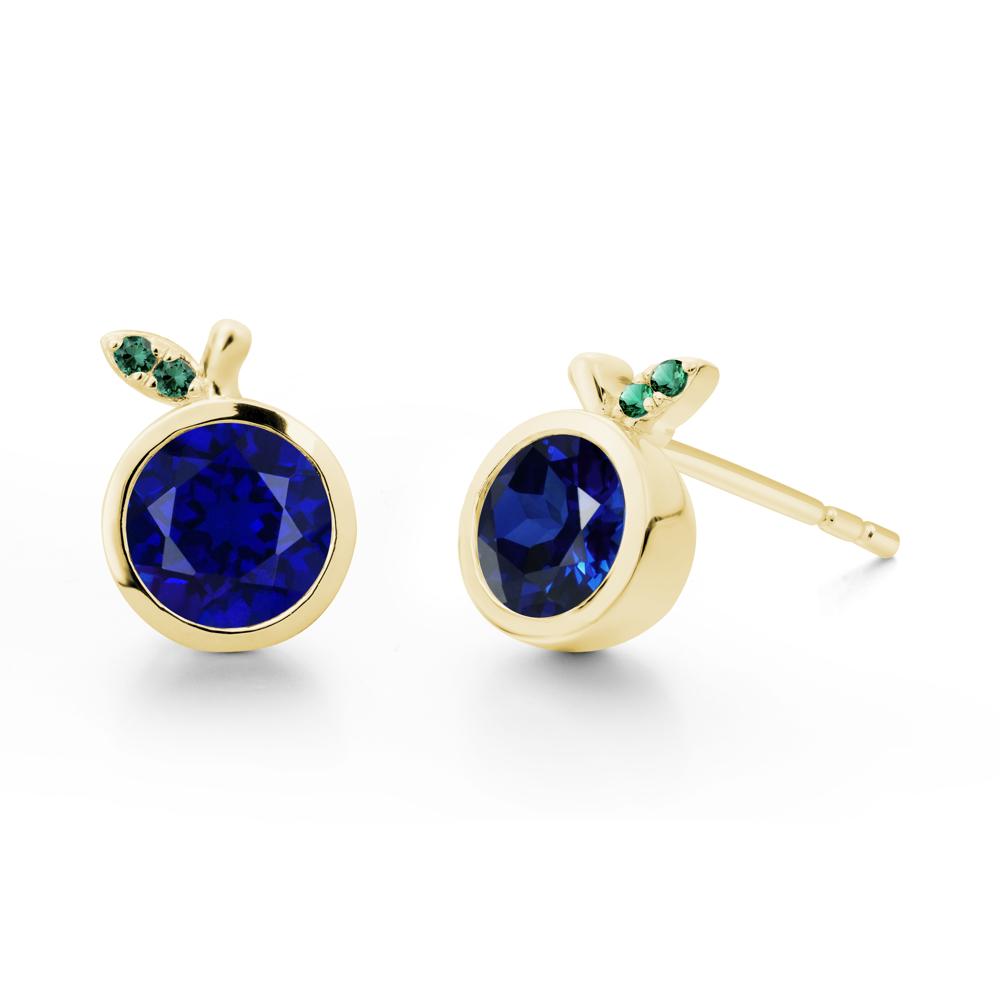 Orange Inspired Bezel Setting Sapphire and Emerald Earrings - LUO Jewelry #metal_18k yellow gold