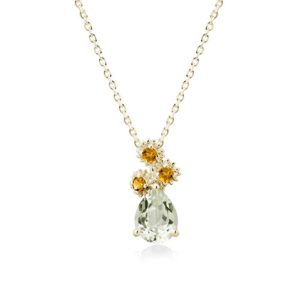 Petals of Promise Sunflower Green Amethyst and Citrine Necklace - LUO Jewelry #metal_14k yellow gold