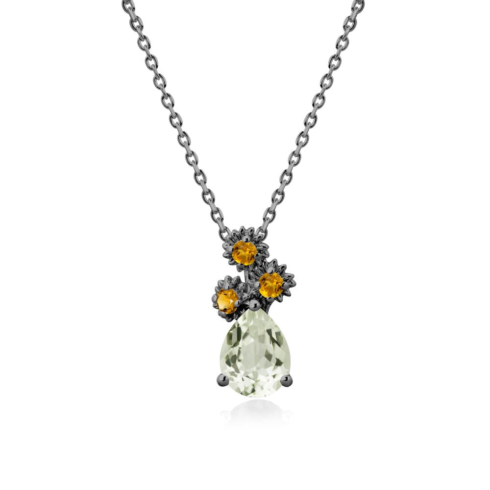 Petals of Promise Sunflower Green Amethyst and Citrine Necklace - LUO Jewelry #metal_black finish sterling silver