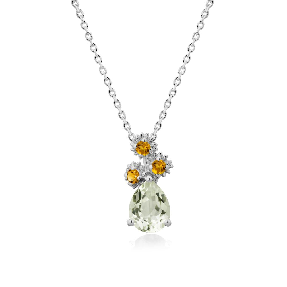 Petals of Promise Sunflower Green Amethyst and Citrine Necklace - LUO Jewelry #metal_platinum